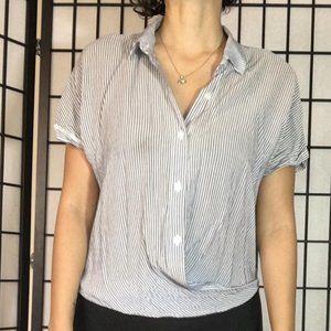 VERTICAL STRIPED BUTTON UP (OFF KILTER) BY BCBG - SIZE EXTRA EXTRA SMALL